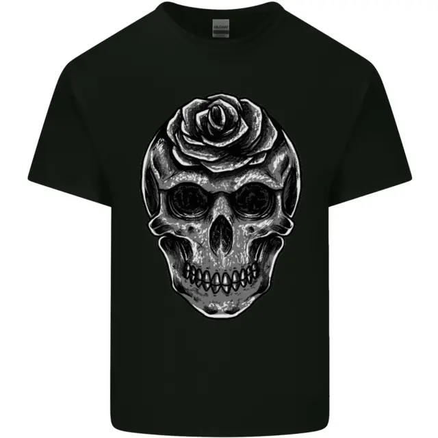 Rose Skull Biker Gothic Mens Cotton T-Shirt Tee Top