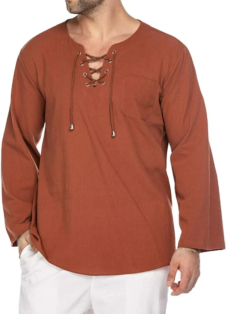 COOFANDY Mens Fashion T Shirt Cotton Linen Tee Hippie Shirts V-Neck Yoga Top