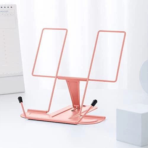 Metal Book Stand for Desk, Adjustable Reading Rest Book Holder, Portable