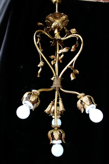 Antique bronze louis XVI Floral Chandelier pendant lamp