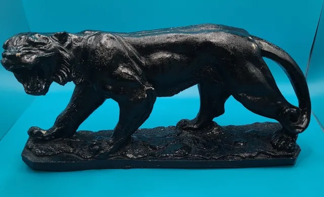 Roaring Walking Black Panther Statue Animal Sculpture Deco Vintage MCM 11"