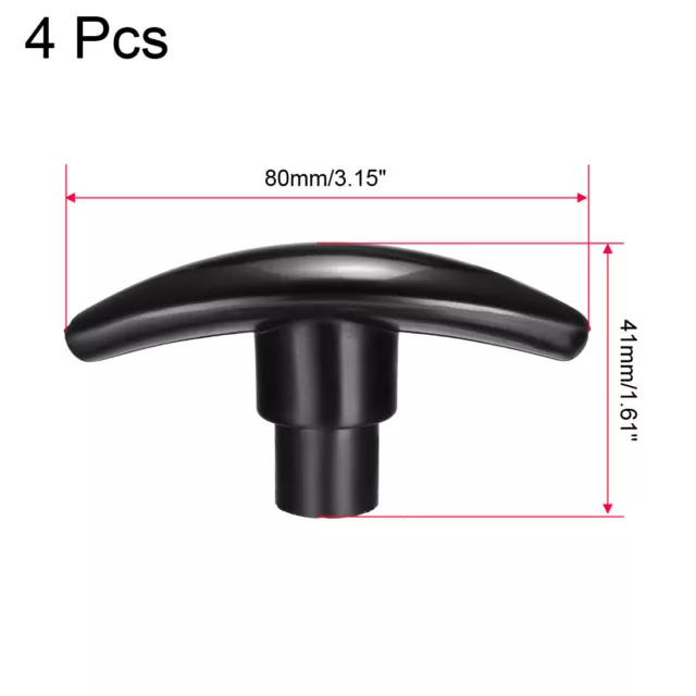 T Knob Drawer Cabinet Handle M8 Diameter Metal Insert Female Thread Black 4 Pcs 2