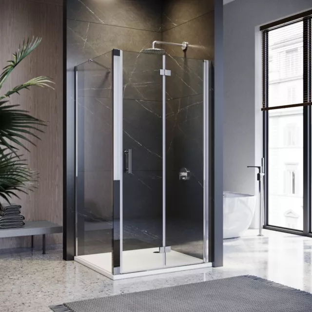 Frameless Bifold Pivot Shower Screen Door Wall to Wall Enclosure 1000x1900mm