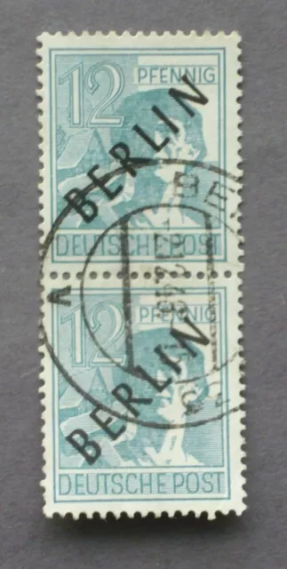 Berlin 1948, Schwarzaufdruck Nr. 5, 12 Pf, gestempelt, senkrechtes paar