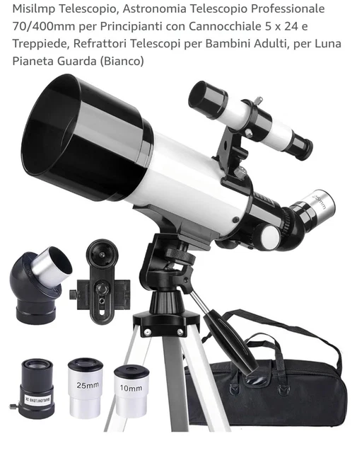 Telescopio Astronomico Hetekan 70/400mm - Per Principianti, Con Treppiede E Adattatore Telefono - Foto 7