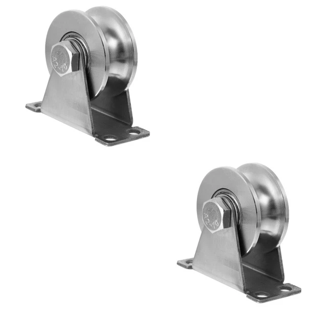 2 piezas de acero inoxidable en forma de U ranura rueda polea puerta corredera (plata)