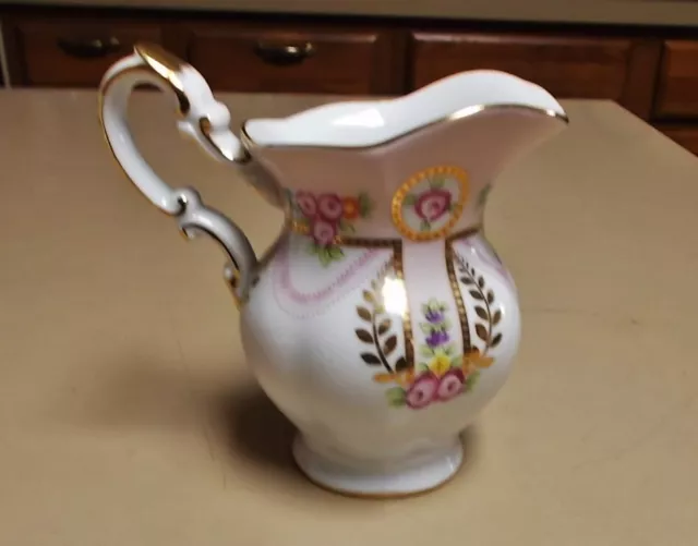 Vntage Royal Danube Porcelain Creamer / Pitcher Beautiful Floral Design Gold Tri