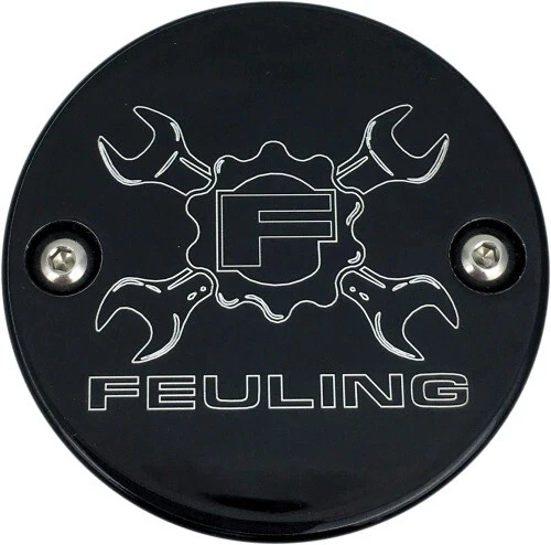 Feuling - 9137 - Points Cover, Gear Cross Logo - Black 2 Hole Points Cover