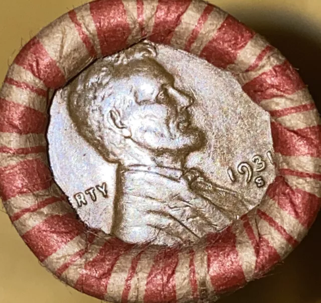 1 US Lincoln Wheat Cent 1C Penny Roll 1931-S/1909 VDB (50 Coins) 40%+ Pre-1940