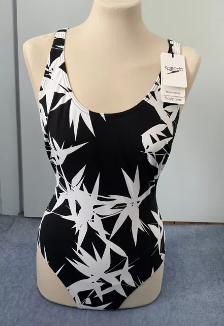 SPEEDO SCULPTURE AURASHEEN Printed Swimsuit Black/White UK12/34 New With  Tags £24.99 - PicClick UK