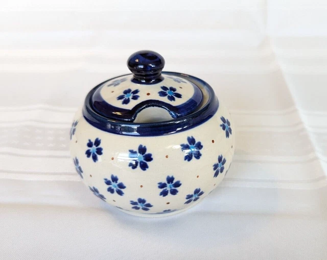 POLISH POTTERY 10 oz SUGAR BOWL DAISY FIELD, New
