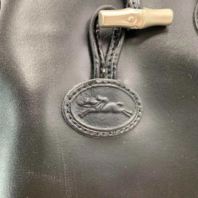 Longchamp Roseau Leather Handbag Tote Bag Hose Logo Toggle Black 10