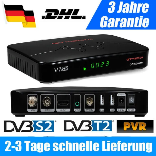 Sat TV Receiver DVB-S2 T2 HEVC Twin Tuner USB HDMI Satellitenreceiver 12V FullHD