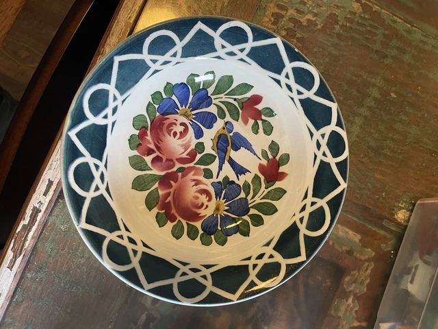 Vintage Ditmar-Urbach Hand Painted Czechoslovakian Ceramic Floral 9" Bowl Czech Vintage Ditmar-Urbach Hand Painted Czechoslovakian Ceramic Floral 9" Bowl Czech