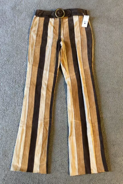 NWT Wilsons Leather Maxima Women's Striped Boho Suede Leather Pants - Size 8