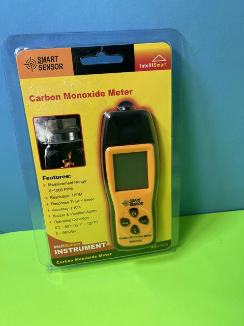 Smart Sensor AS8700A, Handheld Carbon Monoxide Detector Meter, Range 0-1000 ppm