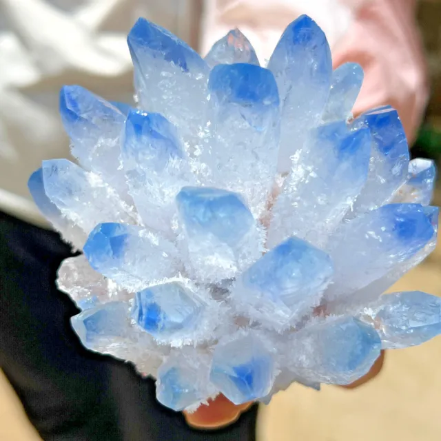478G New Find blue Phantom Quartz Crystal Cluster Mineral Specimen Healing