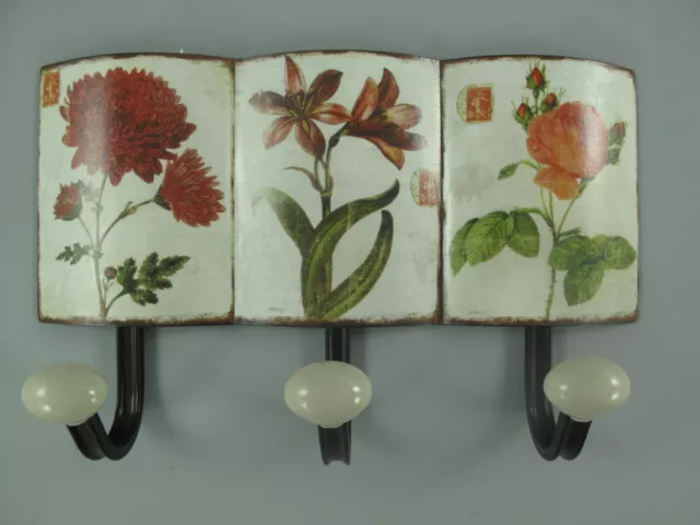 9977694 Ganci Guardaroba Metallo Fiori Vintage 21x39cm