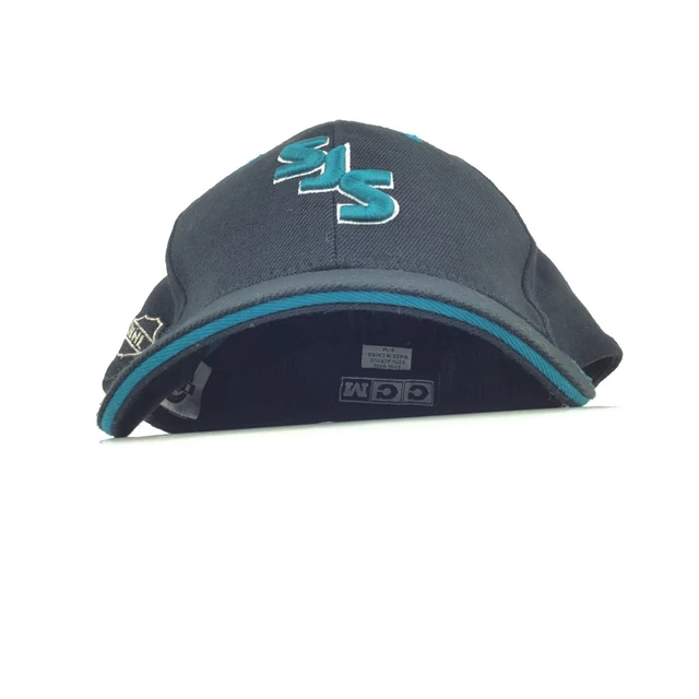 NHL SJS San Jose Sharks CCM Baseball Cap Hat Mens S/M Flex Fit Cotton