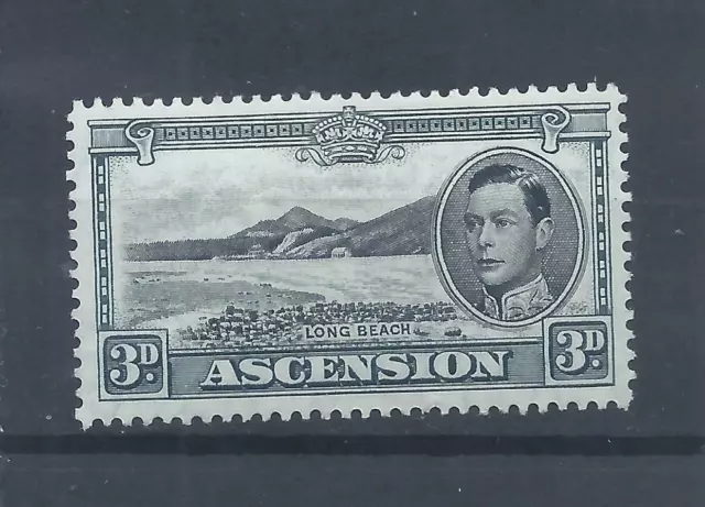 Ascension Island stamps.  1938 George VI 3d black & grey perf 13 1/2 MH   (Q713)