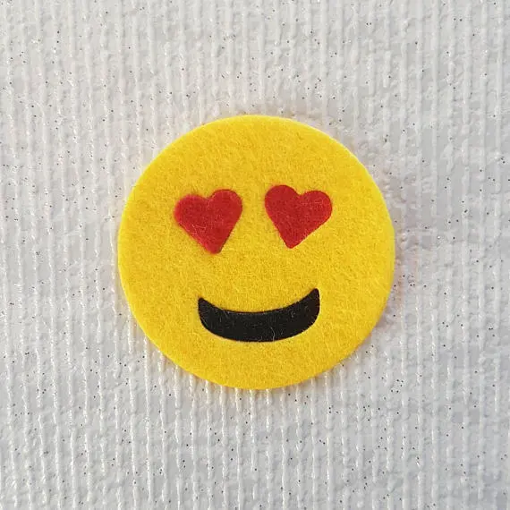 Felt Heart Eyes Emoji, Die Cut Felt Love Emoji