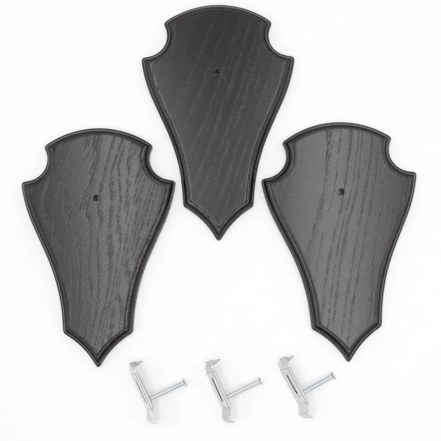 3 Pieza Ciervo Escudo de Trofeo Oscuro Grande Af 21CM X 13CM Con 3
