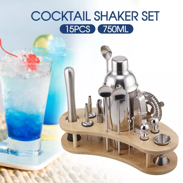 Cocktail Shaker Set Maker Mixer Martini Spirits Bar Strainer Bartender Stand Kit