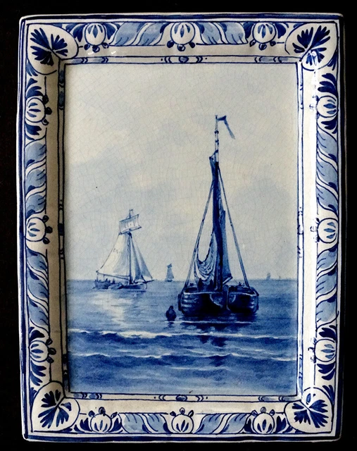 1880's Antique DELFT Blue White THOOFT & LABOUCHERE Art Pottery TILE WALL PLAQUE