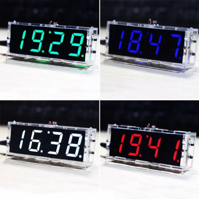 4-digit DIY Digital LED Clock Kit Auto Display Time/Temperature Electronic D GDS