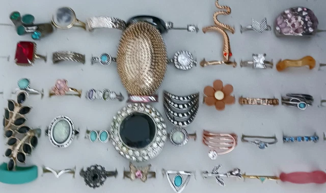 Vintage & Modern Costume Jewellery  Rings Job Lot.  40 Rings