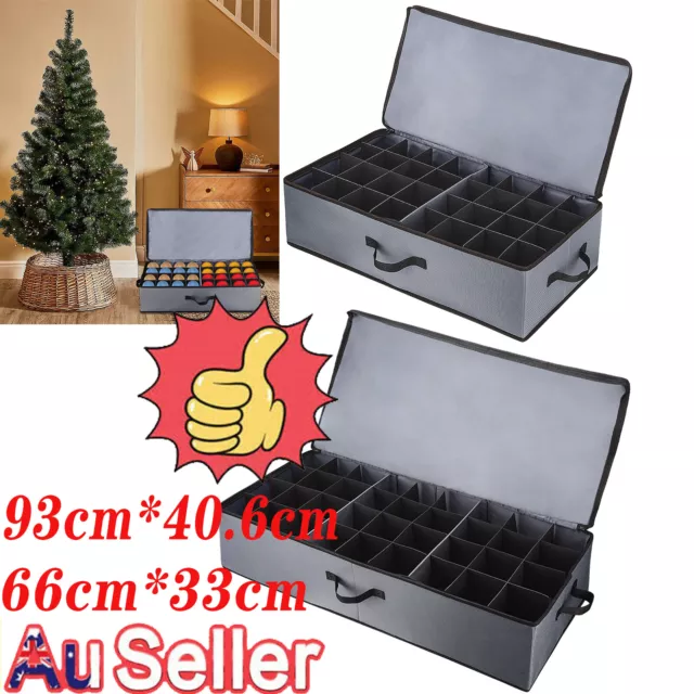 Christmas Ornament Storage Chest Holds 64 Balls W/ Dividers Durable Storage Box