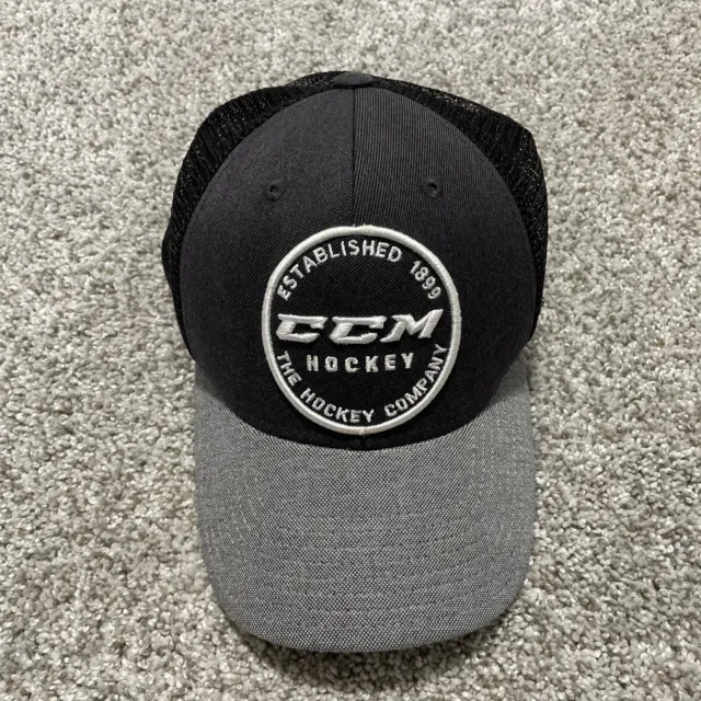 CCM Hockey Hat Cap Adult Men Snap Back Black Grey Mesh Casual Coach Dad One Size