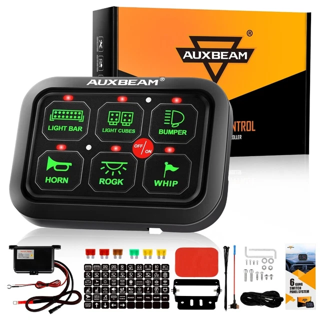 AUXBEAM 6 Gang Switch Panel Green LED Back Light For Polaris Sportsman RZR ATV