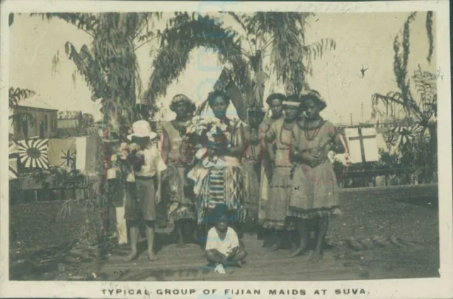 1925 photo Group Fijian Maids at Suva Fiji British Empire cruise 3x1.8"