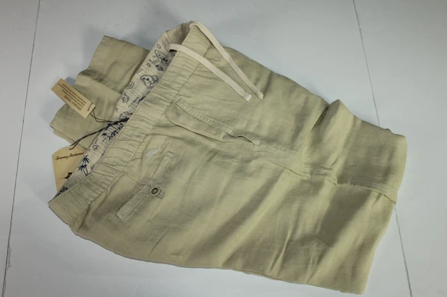Tommy Bahama Pants Beach Coast Linen Sand Beige Solid Elastic Waist Medium M