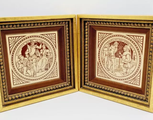 2 Antique Shakespeare Series Tiles by Minton(s) Stoke-on-Trent