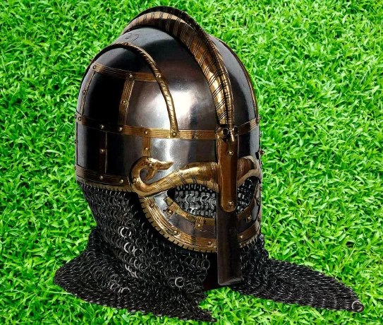 Medieval Viking Vendel Helmet with Chainmail Hand Forged SCA/Larp  Gift & Décor