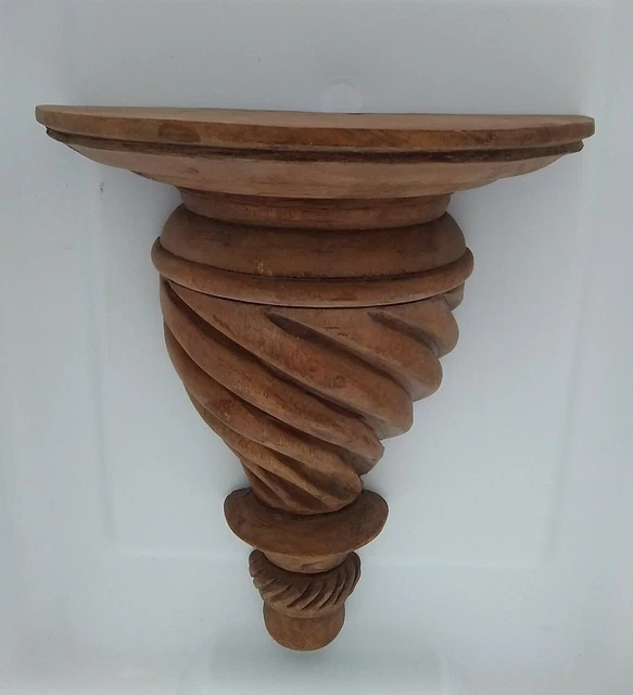 Rustic Hand Made Solid Wood Wall Shelf. Thailand. 12"X10".  Natural look.