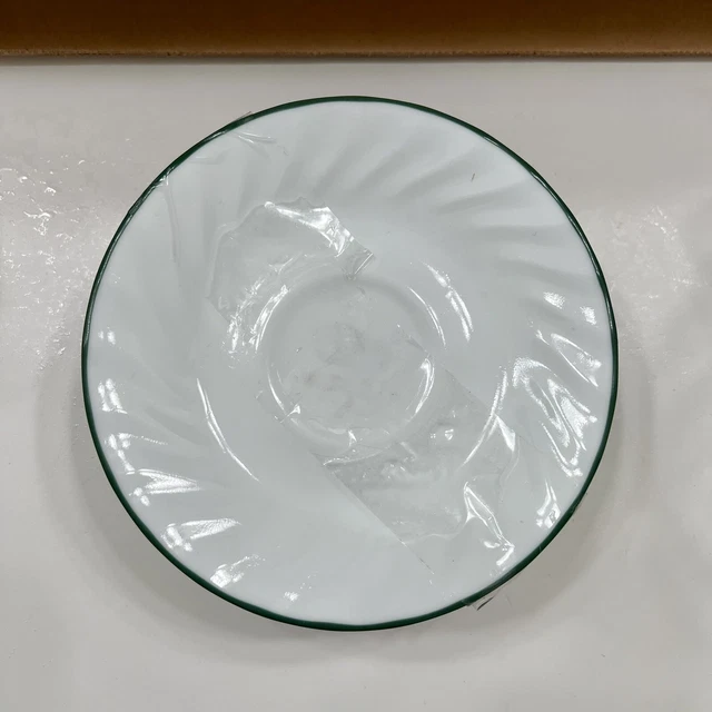 Set Of 12 - Corelle Callaway Ivy White Swirl Green Rim Saucers Small Plates
