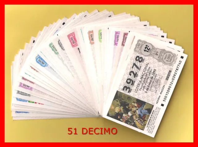 Año 1995 Completo Loteria Nacional Del Sabado,