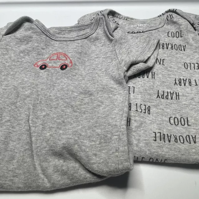 Carters 2 Piece One Piece Bodysuit Boys Size 9 Months Gray Short Sleeve