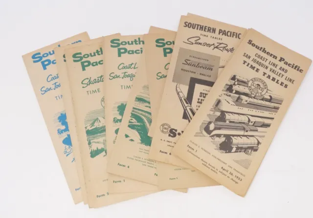 Large Lot of 17 Southern Pacific Lines Railroad Public Timetables 1952-1961