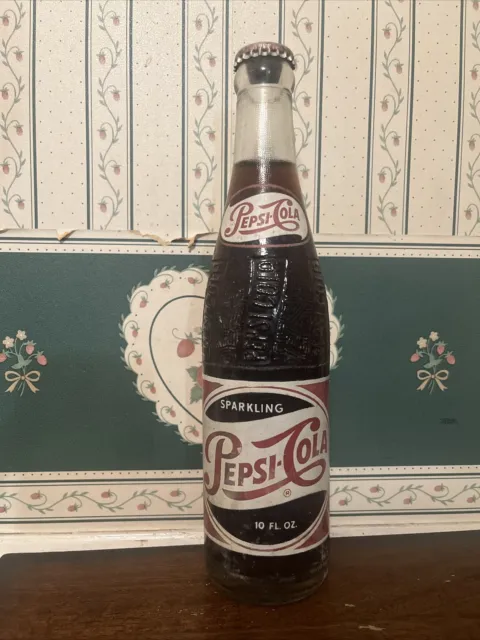 Full 10 Oz. 1950’s Pepsi Cola Soda Bottle, Goldsboro N.C.