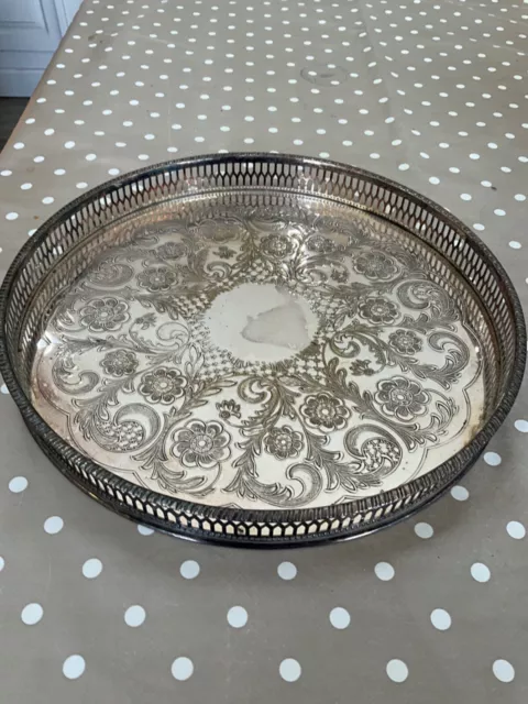 viners silver tray alpha chased - beautiful carved drinks tray