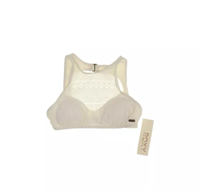 Roxy Juniors' Drop Diamond Crochet Crop Bikini Swim Top - Off White - Size XS
