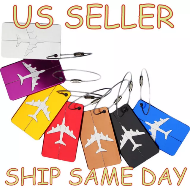 NEW Travel Aluminium Plane Luggage Tags Suitcase Label Name Address ID Baggage