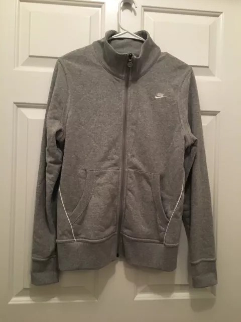 Nike Women's Lightweight Throwback Full Zip Gray White Jacket Medium