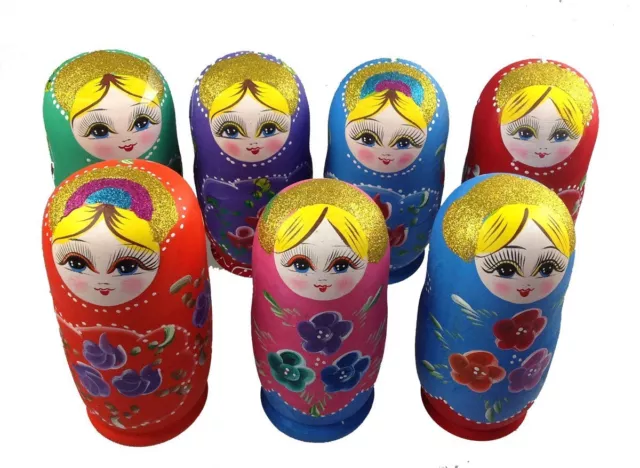 Matroschka Matrjoschka  19 cm 7 teilig Handarbeit Russische Puppe Babuschka