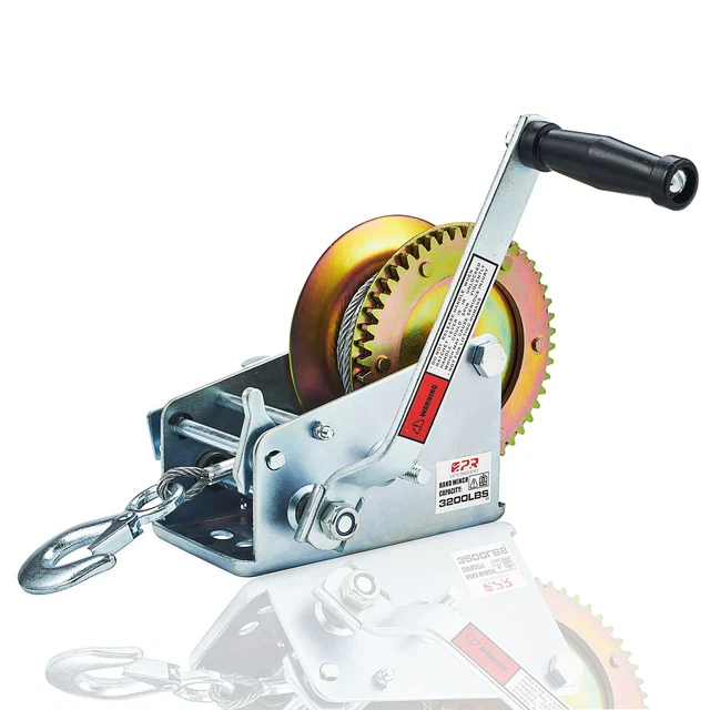 Hand Winch Heavy Duty Steel Cable Crank Gear Winch ATV Boat Trailer 3200lbs OPR