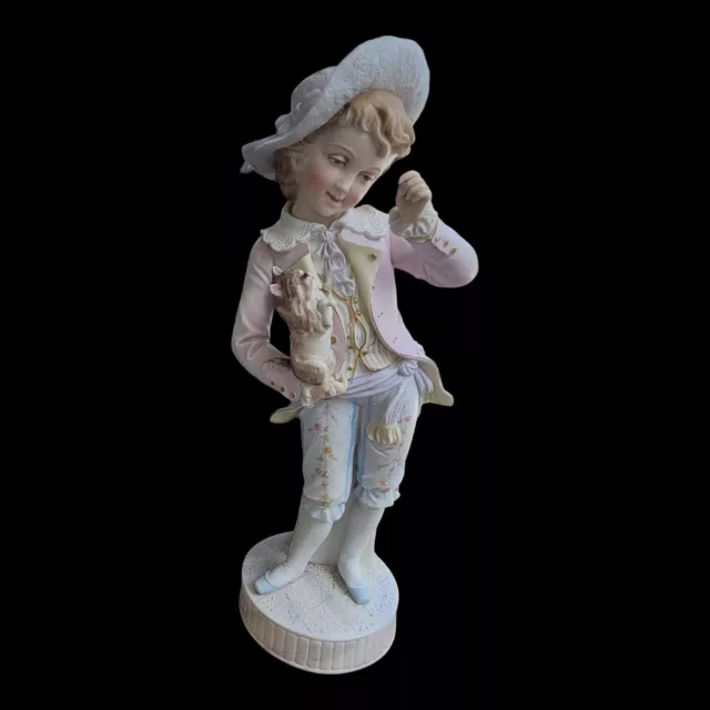 Antique French Porcelain Large Victorian Boy Large Statue Figure 18”